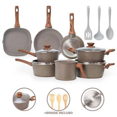Imagem de Jogo De Panelas Completo 11 Pç 4Mm Cerâmico Indução -Grafito