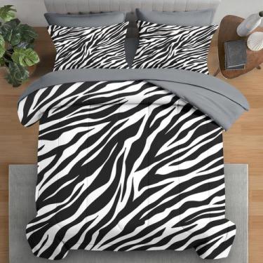 Imagem de Conjunto de edredom Pamnest Twin Size Zebra Stripe Animal, 5 unidades