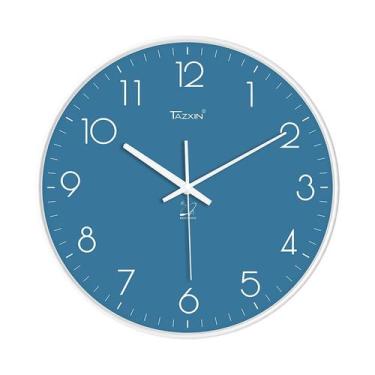 Imagem de Relógio de parede moderno, silencioso, sem tique-taque, mostrador azul