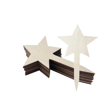 Imagem de 100 etiquetas de plantas de madeira, marcadores de plantas de madeira natural, marcadores de jardim tipo estrela para suculentas, ervas, mudas, vasos, flores, vegetais (estrela)