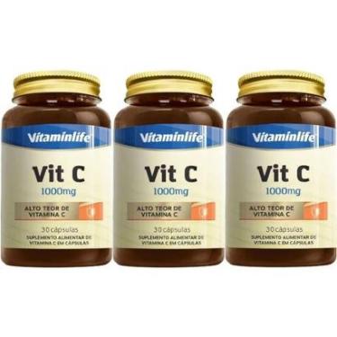 Imagem de Kit 3X Vit C 1000mg - 30 Cápsulas - VitaminLife-Masculino