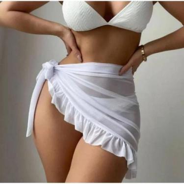 Imagem de Saia Pareô Curta Saída Praia Envelope Babado Tendência Canga - BIAMODA