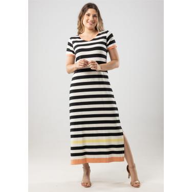 Imagem de Vestido Longo Pau a Pique Listrado Preto