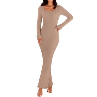 Imagem de Vestido de suéter MEROKEETY 2024, outono, manga comprida, gola quadrad