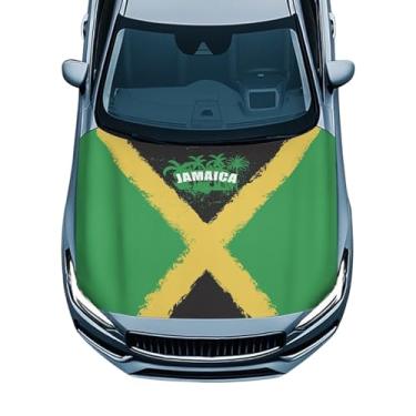 Imagem de Gearider Capa de capô do motor dianteira do carro bandeira jamaicana elástica resistente a UV envoltório do capô do veículo acessórios automotivos adequado para carros SUV caminhão