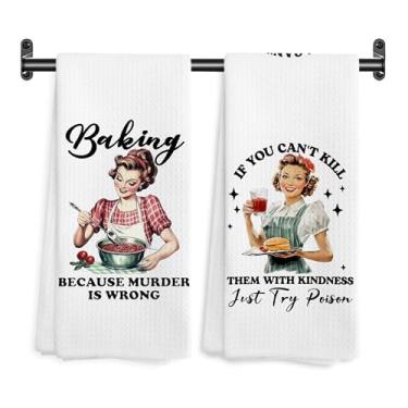 Imagem de WARDOS Toalhas de cozinha engraçadas para dona de casa, presentes para amantes de panificação, toalhas de mão decorativas para cozinha, presentes de padeiro para mulheres, pano de secagem, 40,6 x 61