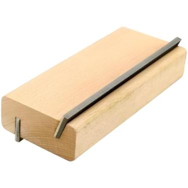 Imagem de Lixa de chanfradura de traste de guitarra de lâmina dupla com cabo de madeira, ferramenta de curativo de extremidade de traste 2 em 1 para manutenção do pescoço