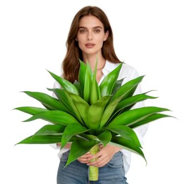Imagem de ENALGRE Planta de agave artificial de 65,5 cm, plantas artificiais artificiais resistentes a raios UV, adequadas para decoração de interiores, ambientes externos, pátio, varanda, terraço, 1 peça