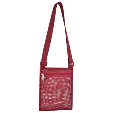 Imagem de USPECLARE Bolsa transversal de malha semi-transparente resistente, Vermelho rosa