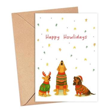 Imagem de Cartão de Natal Happy Howlidays - Chihuahua fofo - Labrador - Cartão de felicitações de feriado de cachorro Dachshund - Presente adorável - Presente de Natal exclusivo para ele - Ela - Amigos