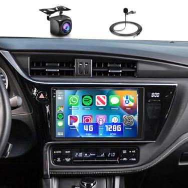Imagem de Rádio estéreo 4G + 128G para Toyota Corolla 2017 2018 2019, tela sensível ao toque HD de 9 polegadas na célula/Android 15/Wireless CarPlay/Android Auto/GPS/WiFi/5.0Bluetooth/FM/RDS/SWC/AHD