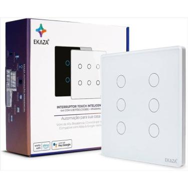 Imagem de Interruptor Inteligente Wi-Fi Ekaza Touch 6 Botões Branco