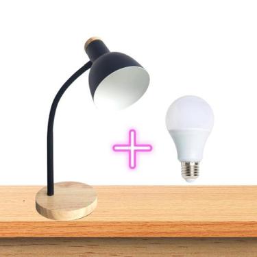 Imagem de Luminária Mesa Abajur 50Cm Articulada Flexível + Lâmpada Led - GIMPO, 