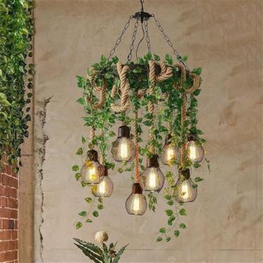 Imagem de Lustre Americano Pastoral LED Industrial Retrô Criativo Música Restaurante Bar Cafeteria Loja de Chá Loja de Roupas Decoração Plantas Verdes Luminária Pendente (M 8 Lâmpadas)
