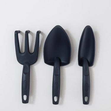 Imagem de Kit Jardinagem com 3 Ferramentas Plásticas Resistentes, Conjunto de Pá Grande, Rastelo e Pá Pequena para Jardim