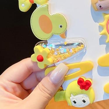 Imagem de ZJchao Conjunto de Cabelo Com 14 Peças, Grampo de Cabelo Colorido Com Padrão Bonito de Desenho Animado para Meninas, Com Design de Frutas, Acessórios para Cabelo Infantil (YELLOW)