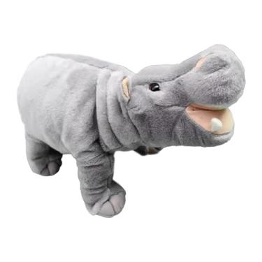 Imagem de Shakven Pelúcia de hipopótamo, bichinho de pelúcia de hipopótamo | Brinquedo de pelúcia hipopótamo fofo | Brinquedo de pelúcia da família do zoológico, travesseiro de decoração de casa de 15,7