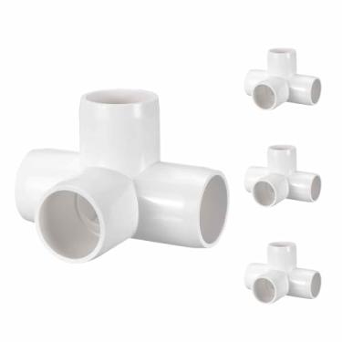 Imagem de Kozelo Pacote com 4 encaixes de tubulação de cotovelo de PVC SCH40 de 1/5.1 cm, encaixe cruzado de saída lateral de canto de PVC de 4 vias, conectores de tubo de grau de móveis para projeto DIY