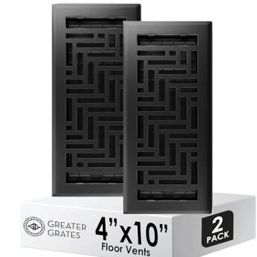 Imagem de Capa de ventilação para registro de piso 4x10 – Pacote com 2 – Aço resistente, grades à prova de ferrugem e caminháveis, instalação suspensa, interruptor de suprimento de ar ajustável - Design
