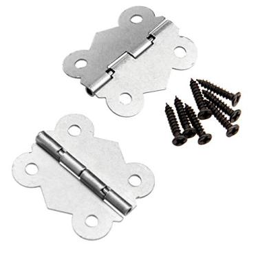 Imagem de 2 Pcs Bronze Antigo/Armário De Prata Dobradiças De Ferro De Ferro De Ferro Acessórios Móveis Caixa De Madeira Dobradiças Móveis Acessórios 40x34mm YYDFPIIA (Color : Silver)