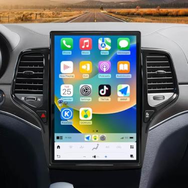 Imagem de Rádio veicular Qualcomm para Jeep Grand Cherokee 2014-2020 rádio sem fio Carplay Android atualização automática 8+128G Android 13 14,4 polegadas tela 2K WiFi GPS BT5.0 FM/AM AHD câmera de backup