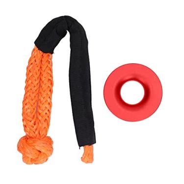 Imagem de Conjunto de corda de guincho de anel de recuperação resistente liga de alumínio corda de náilon kit de manilha macia para aplicações de resgate e reboque de veículos preto vermelho (Vermelha)