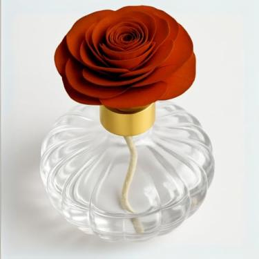 Imagem de Frasco Difusor de Ambiente 160ml em Vidro Premium com Flor Decorativa e Tampa Dourada – Aromatizador de Luxo(2 Frascos (PAR),Terracota)