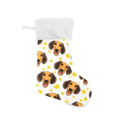 Imagem de Blueangle Pacote com 2 meias de Natal fofas de cachorro de 48 cm para decorações de festas de fim de ano, suportes de presente e meias (78)