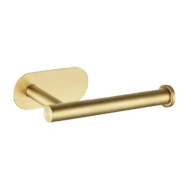 Imagem de Porta Papel Higiênico Premium Adesivo 3M de Parede, Inox Dourado, sem Furos, 16cm