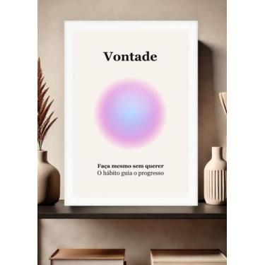 Imagem de Quadro Ação/Vontade/Constância com Vidro e Moldura Branca Tamanho:21cm