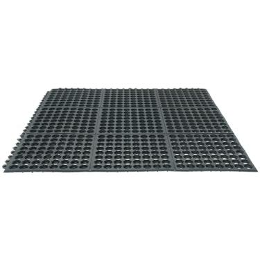 Imagem de Winco RBMI-33K Tapete de piso com interloque, 7,6 cm x 7,6 cm, antifadiga, preto