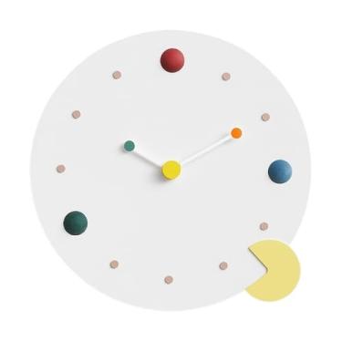Imagem de Relógio de parede Relógio de parede moderno e minimalista, silencioso, alimentado por bateria, com design geométrico para decoração de casa(Branco)