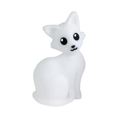 Imagem de Luminária Gatinha Snowball, Polietileno, 29x17x15cm, Cabo de Força com Interruptor 1,8m, 110/220V, Decorativa para Quarto