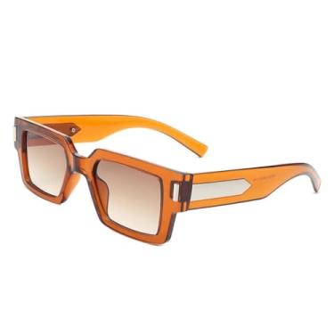 Imagem de Óculos de sol de luxo para mulheres, moda ao ar livre, guarda-sol espelhado, popular, cor gradiente, uv400 (c4laranja)