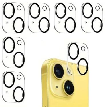 Imagem de Pacote com 6 protetores de lente de câmera para iPhone 13, protetor de lente de câmera para iPhone 13 Mini, modo de disparo noturno, vidro temperado de dureza 9H transparente HD antiarranhões