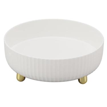 Imagem de Munefe rack de armazenamento giratório de 360 ​​graus, bandeja organizadora de perfume de maquiagem, organizador giratório de cosméticos para armário de cozinha, despensa pequena (Branca)