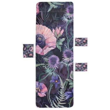 Imagem de STAYTOP Capa de toalha de cadeira de descanso com padrões florais retrô, capa macia para espreguiçadeira, capas de cadeira de praia com bolsos para jardim ao ar livre, pátio, pátio, banhos de sol