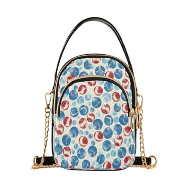 Imagem de CEBUGI Bolsa tiracolo feminina clutch para telefone com fundo de bolas de beisebol elegante bolsa de ombro com alça de corrente removível