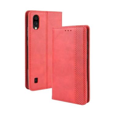 Imagem de Capa flip de couro para ZTE Blade A5 2020,Flip magnético retro,Caso de telefone de couro PU,Design de carteira com 3 slots de cartão e 1 clipe de dinheiro -Red