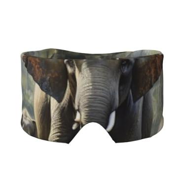 Imagem de Máscara protetora para olhos e orelhas com estampa de elefantes asiáticos, respirável, ajustável, blecaute, confortável