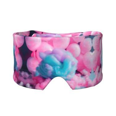 Imagem de Máscara de proteção para olhos e orelhas de algodão rosa com estampa de algodão doce respirável ajustável e confortável