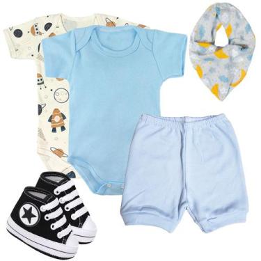 Imagem de Kit Roupinhas de Bebê 5 Peças Body Short Sapatinho e Bandana - Koala B