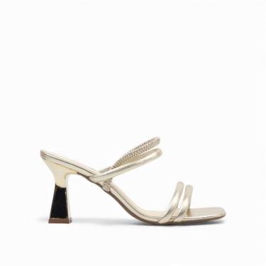 Imagem de Sandália Salto Fino Metalizada - DI VALENTINI, Ouro, 35