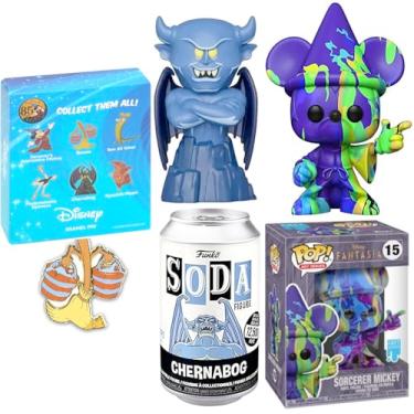 Imagem de Boneco Pop de fantasia icônica do Mickey Mouse Aprendiz de feiticeiro da série mágica Chernabog + broche exclusivo da 80ª animação! Personagem Blind Box
