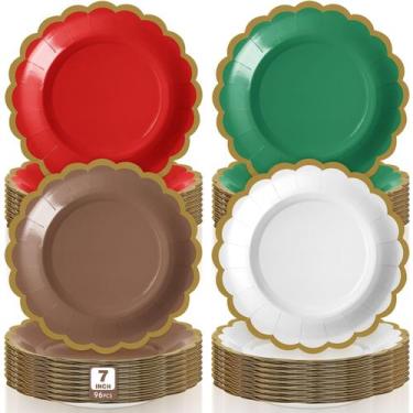 Imagem de Pratos de papel descartáveis Tiangrid Christmas 18 cm 96 unidades