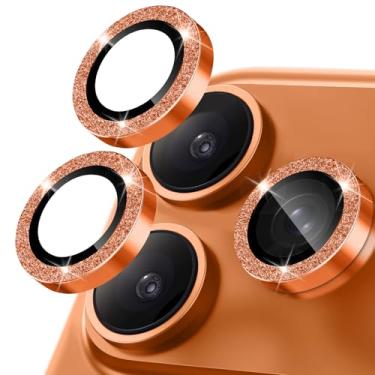 Imagem de Happtkey Protetor de lente de câmera para iPhone 17 Pro, anel de metal de liga de alumínio individual com glitter, protetor de tela de vidro temperado 9H, protetor de tela de luxo HD antiarranhões