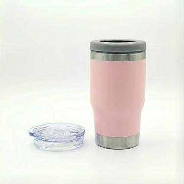 Imagem de Copo Térmico 3 em 1 de Aço Inox, Azul, 420ml, Porta Long Neck, Lata e Bebidas, com Tampa de Silicone e Plástica, Isolamento a Vácuo, Abridor Integrado (Rosa)