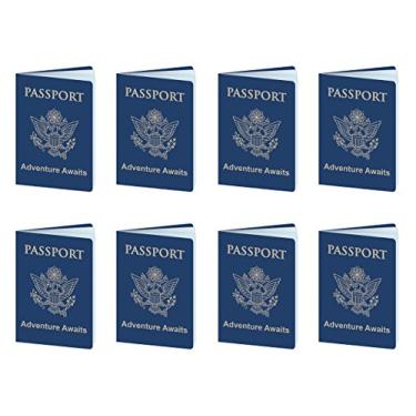 Imagem de Beistle Conjunto de 8 passaportes de todo o mundo, lembrancinhas de festa de viagem de aventura global, feito nos EUA desde 1900