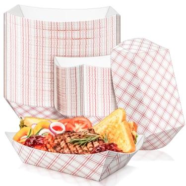 Imagem de MotBach Pacote com 100 bandejas de papel extragrandes para barcos de comida de 2,3 kg, recipientes descartáveis para barcos, bandeja de servir comida kraft, pratos para lanche, pipoca, sanduíche