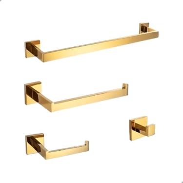Imagem de SOFTINOX Kit Acessórios Luxo 4 peças Acabamento Premium em Inox 304 - Completo e Sofisticado (Gold)